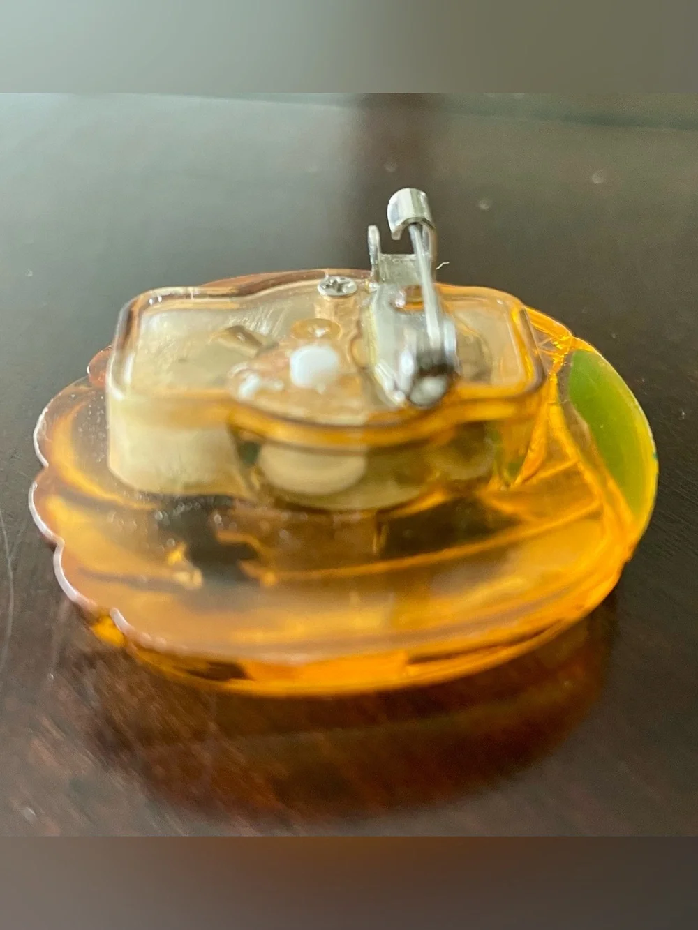 Plastic Halloween Pumpkin Lapel Pin Jewelry - Needs a New Battery to Light Up